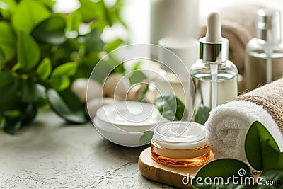 Skincare orange oil cream, anti aging melanoma. Face maskblemish control cream. Beauty honey sheet mask Product aromatherapy jar Stock Photo