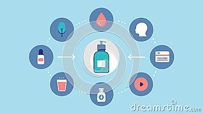 Skincare Routine An organized layout showing a stepbystep routine using exosomeinfused skincare products with icons for Vector Illustration