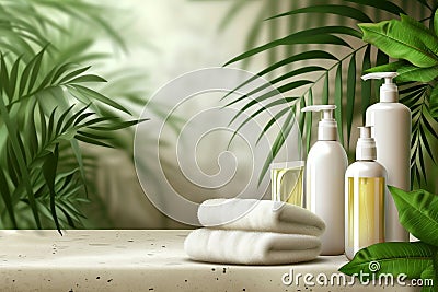 Skincare shaving cream, anti aging calming toner. Face maskluxury spa experience. Beauty oxygen therapy Product sheet mask jar Stock Photo