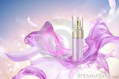 Skincare spray bottle with chiffon Vector Illustration
