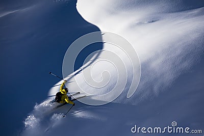 Skiing virgin powder Stock Photo