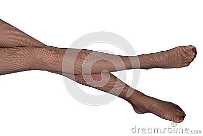 Skinny female legs in black panty-hose Stock Photo