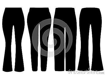 Skinny and flared womens pants in a set Vector Illustration