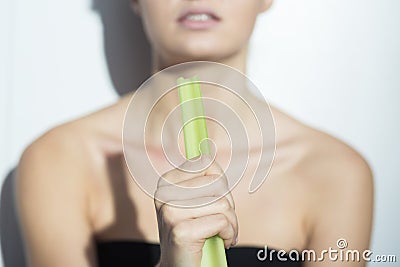 Skinny girl during restricted diet Stock Photo