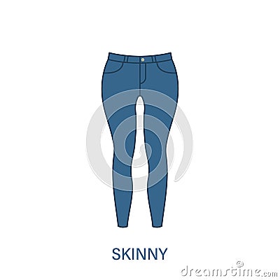 Skinny Pants Type of Woman Trousers Silhouette Icon. Modern Women Garment Style. Fashion Casual Apparel. Beautiful Type Vector Illustration