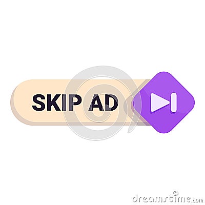 Skip ad button allowing user to skip advertisement Stock Photo