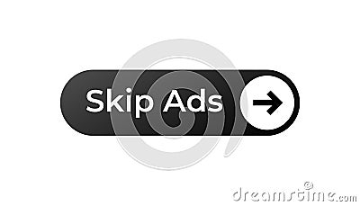 Skip ads button with arrow for fast forwarding in digital media platforms Vector Illustration