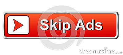 Skip ads square web button classic red button white background Cartoon Illustration