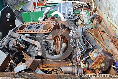 Skip engine scrap Stock Photo