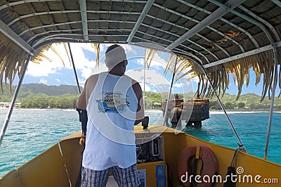 Skipper sail the Raro Reef Sub Marine Life Eco Tours in Avarua R Editorial Stock Photo