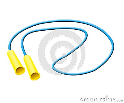 Skipping rope isolated on a white background. Blue jump rope for Stock Photo