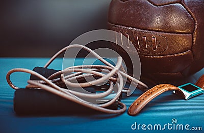 Skipping Rope and Soccer Ball Stock Photo