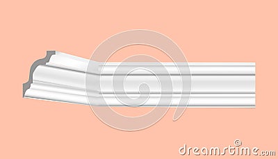Skirting plastic white ceiling with drawings realistic vector Vector Illustration
