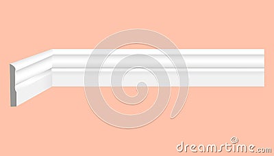 Skirting plastic white ceiling with drawings realistic vector Vector Illustration