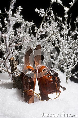 Skis in Snow Stock Photo