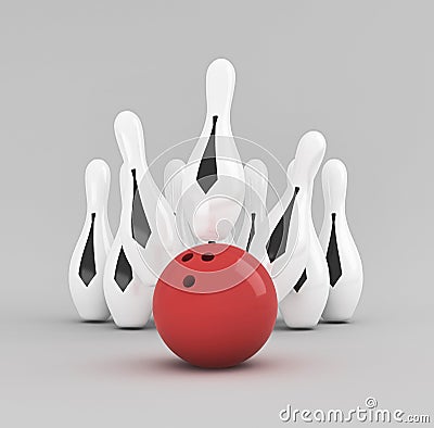 Skittle and bowling ball Stock Photo