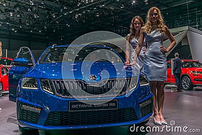 Skoda Octavia Combi RS presented at the Geneva International Motor Show Editorial Stock Photo