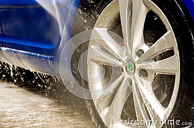 skoda octavia rs blue car buble big wheels Editorial Stock Photo