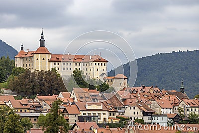 Skofja Loka castle and town in Slovenia Stock Photo