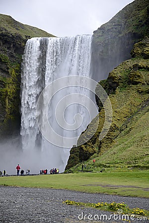 Skogafoss beautiful waterfall green Iceland 2 Stock Photo