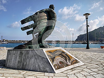 Skopelos Town Harbor Monument Stock Photo