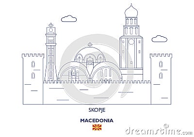 Skopje City Skyline, Macedonia Vector Illustration