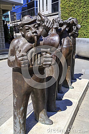 Bronze sculpture of stylized musicians Editorial Stock Photo