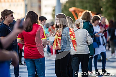 Vardar fans waiting for the Champions. Editorial Stock Photo