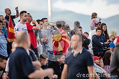 Vardar fans waiting for the Champions. Editorial Stock Photo