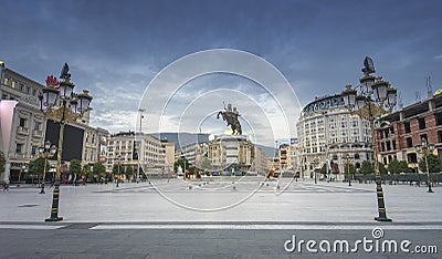 Monument of Alexander the Great in Skopje, Republic of Macedonia Editorial Stock Photo