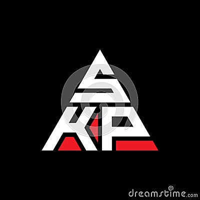 SKP triangle letter logo design with triangle shape. SKP triangle logo design monogram. SKP triangle vector logo template with red Vector Illustration