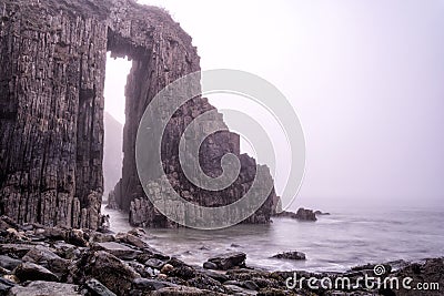 Skrinkle Sandstones Group pembrokeshire south wales at dawn Stock Photo