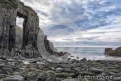 Skrinkle Sandstones Group pembrokeshire south wales at dawn Stock Photo