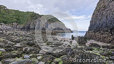 Skrinkle Sandstones Group pembrokeshire south wales at dawn Stock Photo