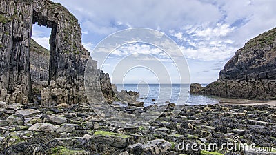 Skrinkle Sandstones Group pembrokeshire south wales at dawn Stock Photo