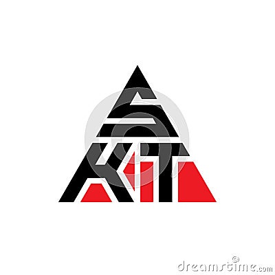 SKT triangle letter logo design with triangle shape. SKT triangle logo design monogram. SKT triangle vector logo template with red Vector Illustration
