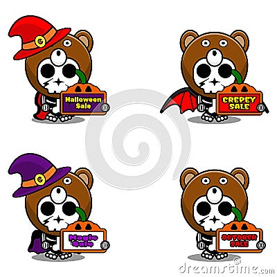 skull animal bear costume mascot Vector Illustration