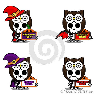 Skull animal owl costume mascot Vector Illustration