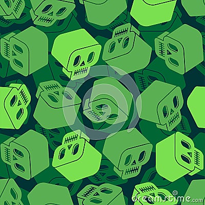 Skull army pattern. Cranium Military background. soldier and hunter Ornament Khaki Vector Illustration