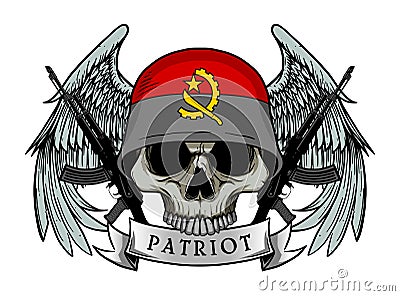 Skull Army wearing ANGOLA flag helmet Vector Illustration