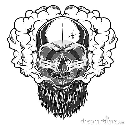 Skull with beard and mustache Vector Illustration