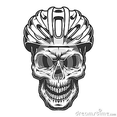 Skull in the bicycle helmet Vector Illustration