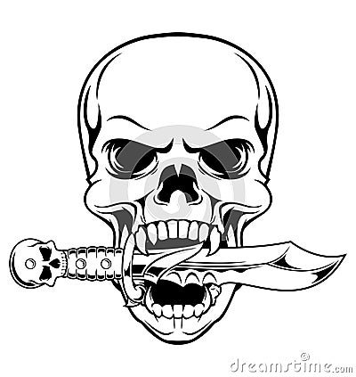 Skull bite a dagger Vector Illustration