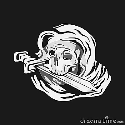Skull bite sword vector illustration Vector Illustration