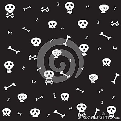 Skull bone seamless pattern Halloween scarf isolated cartoon repeat wallpaper tile background Vector Illustration