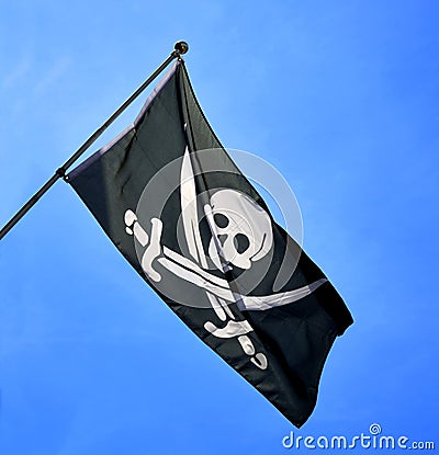 Skull and cross swords flag Stock Photo