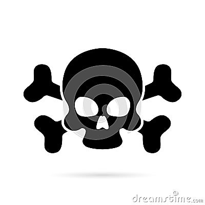 Skull and crossbones icon on a white background. Death symbol, danger or poison icon flat style for web sites. Vector Vector Illustration