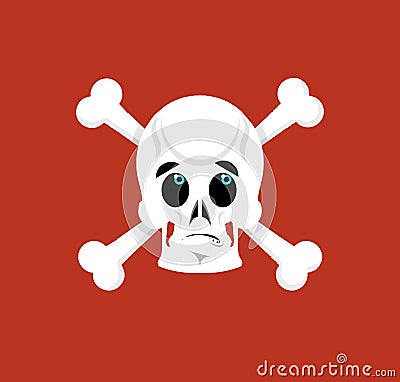 Skull and crossbones Surprised Emoji. skeleton head astonished e Vector Illustration