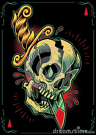 Skull and Dagger Vector Illustration