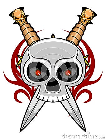 Skull with dagger Vector Illustration